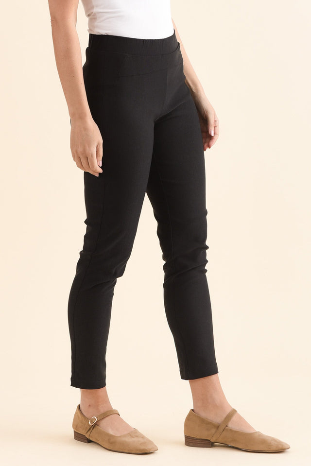 Olympia Black Straight 7/8 Pants,Side,Brunette model,alt text|model:MJ image 5
