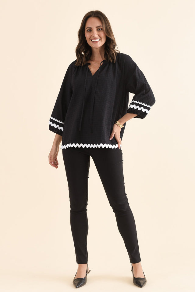 Olympia Black Straight Pants,Full Body,Brunette model,alt text|model:MJ image 4
