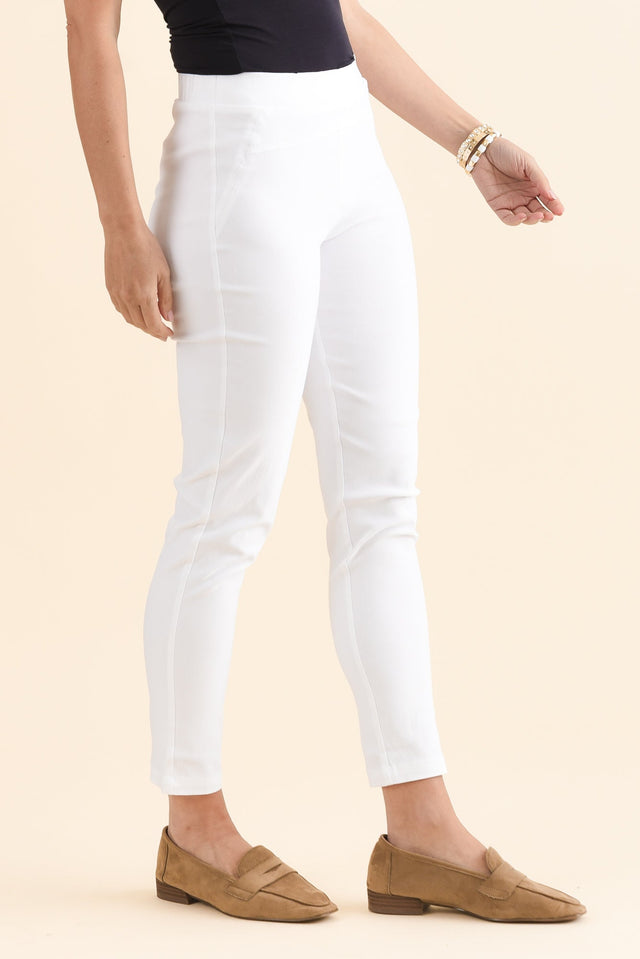 Olympia White Straight 7/8 Pants,Side,Brunette model,alt text|model:MJ image 3