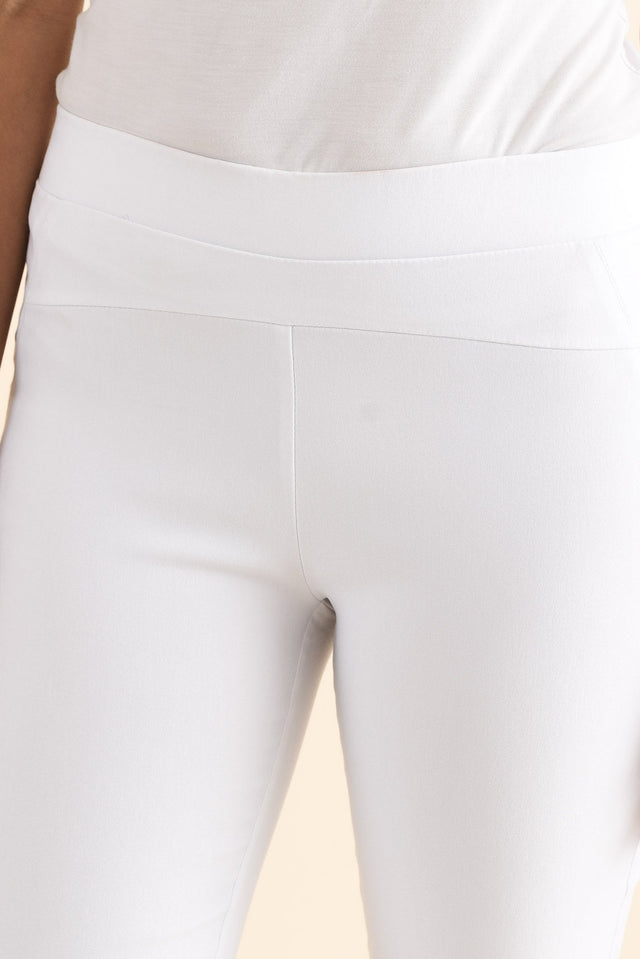 Olympia White Straight Pants,Detail,Brunette model,alt text|model:Cara image 7