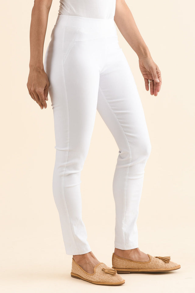 Olympia White Straight Pants,Side,Brunette model,alt text|model:Cara image 5