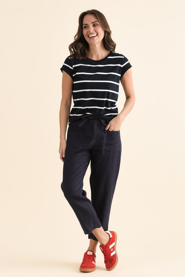 Oman Navy Linen Drawstring Pants