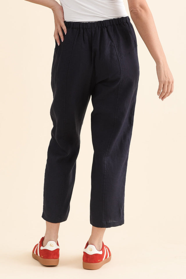 Oman Navy Linen Drawstring Pants image 4