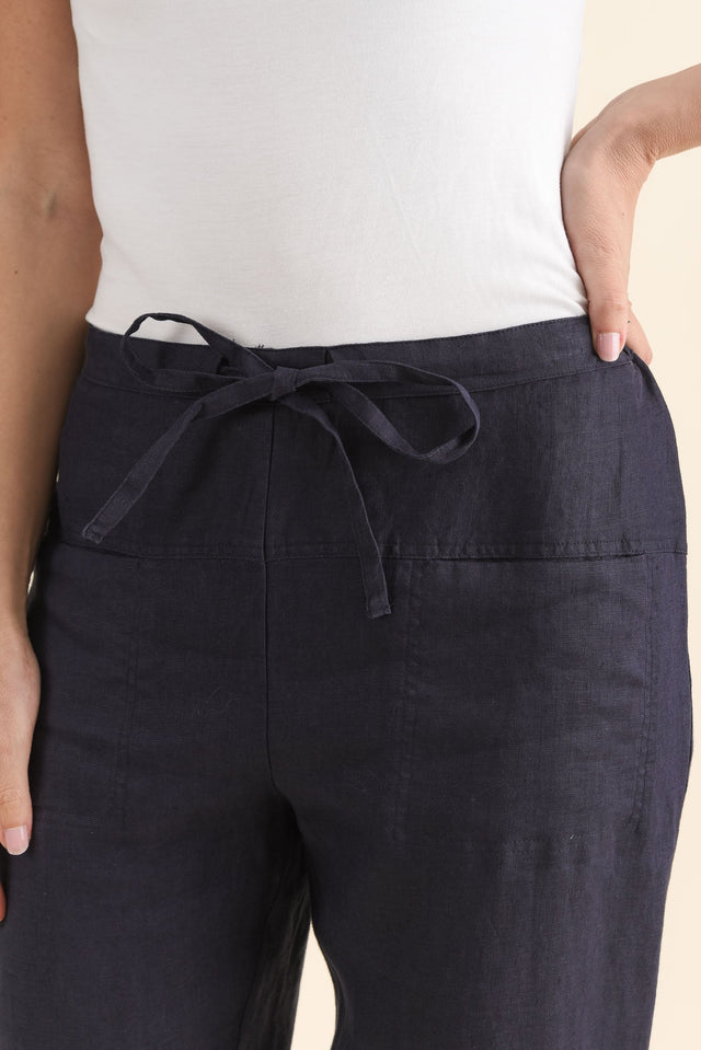 Oman Navy Linen Drawstring Pants image 5