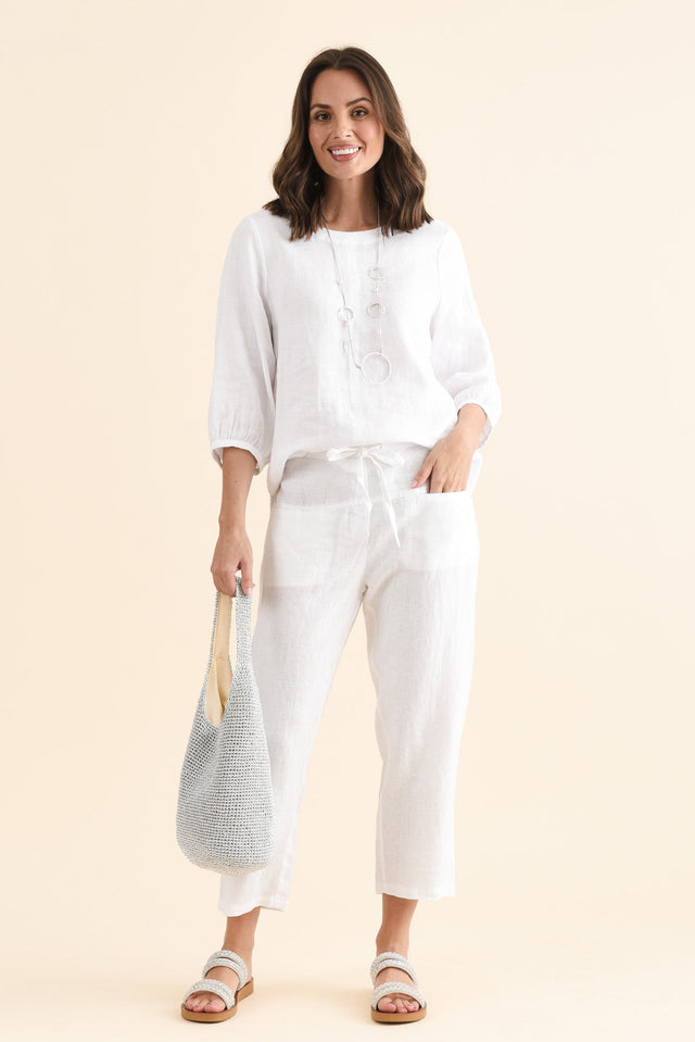 Oman White Linen Drawstring Pants