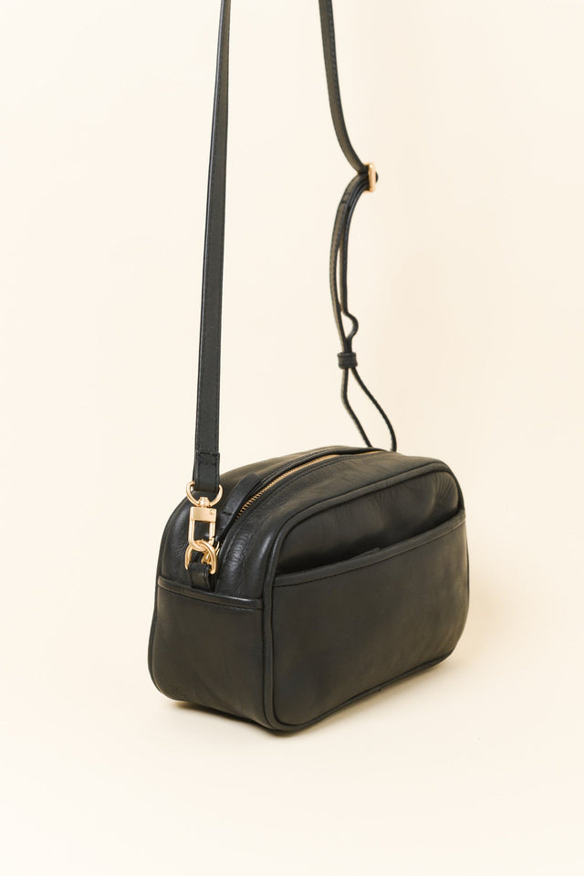 Opera Black Leather Crossbody Bag
