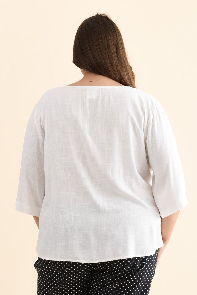 Ophelia Cream Scoop Neck Top,Brunette model,alt text|model:Gabby image 12