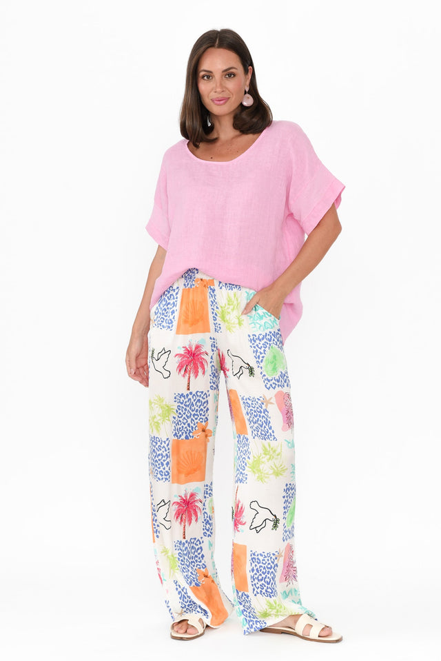 Orina White Jungle Wide Leg Pants