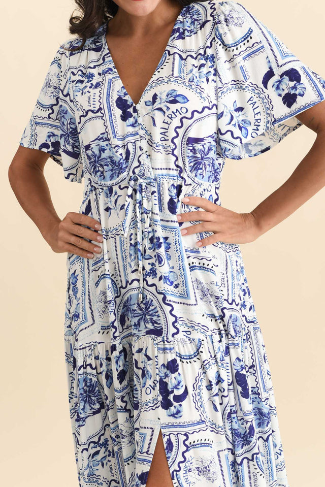 Orson Blue Mosaic Tier Dress,Brunette model,alt text|model:Brontie image 6