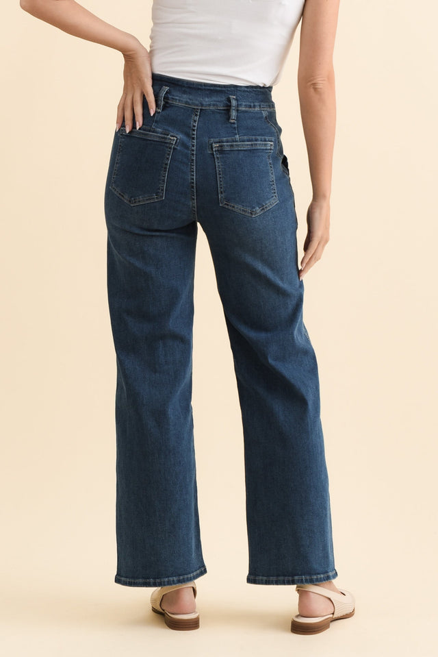 Orwell Blue Straight Leg Jeans,Brunette model,alt text|model:MJ image 6