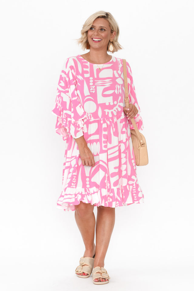 Osmund Pink Abstract Frill Dress banner image