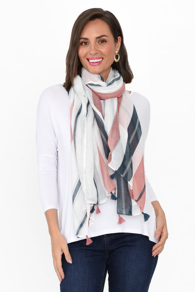 Owens Pink Stripe Tassel Scarf image 1