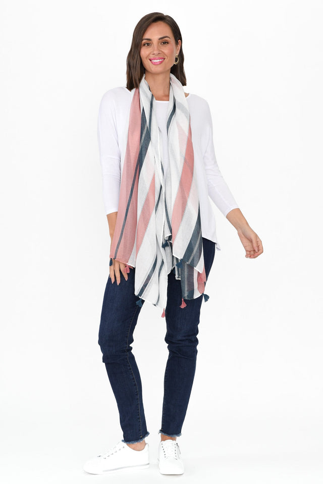 Owens Pink Stripe Tassel Scarf