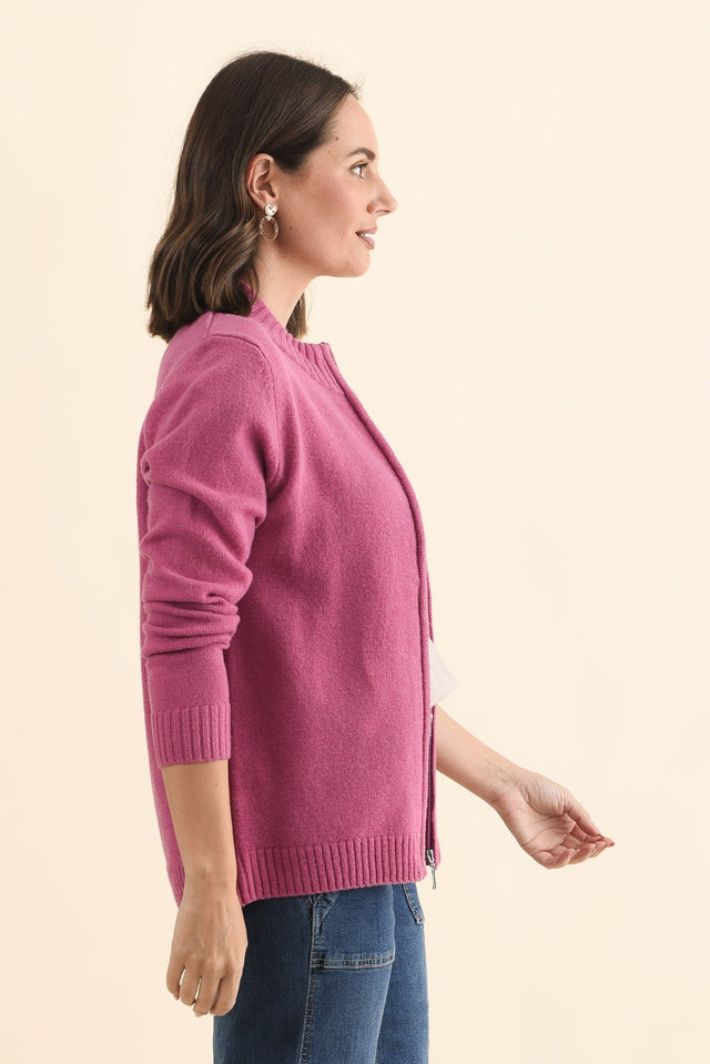 Pacey Pink Wool Zip Jacket,Brunette model,alt text|model:MJ image 4