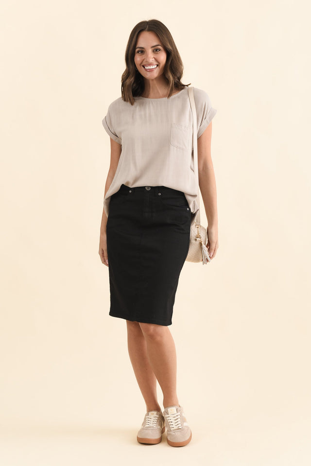 Palin Black Zip Front Skirt,Brunette model,alt text|model:MJ image 7