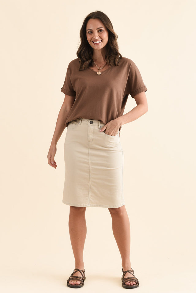 Palin Natural Zip Front Skirt,Full Body,Brunette model,alt text|model:MJ image 9