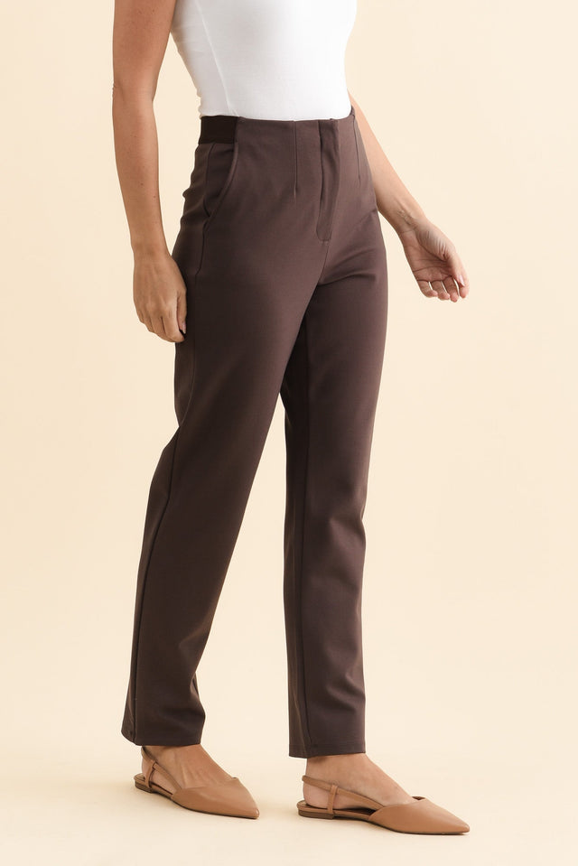 Paloma Chocolate Straight Leg Pants,Brunette model,alt text|model:MJ image 4