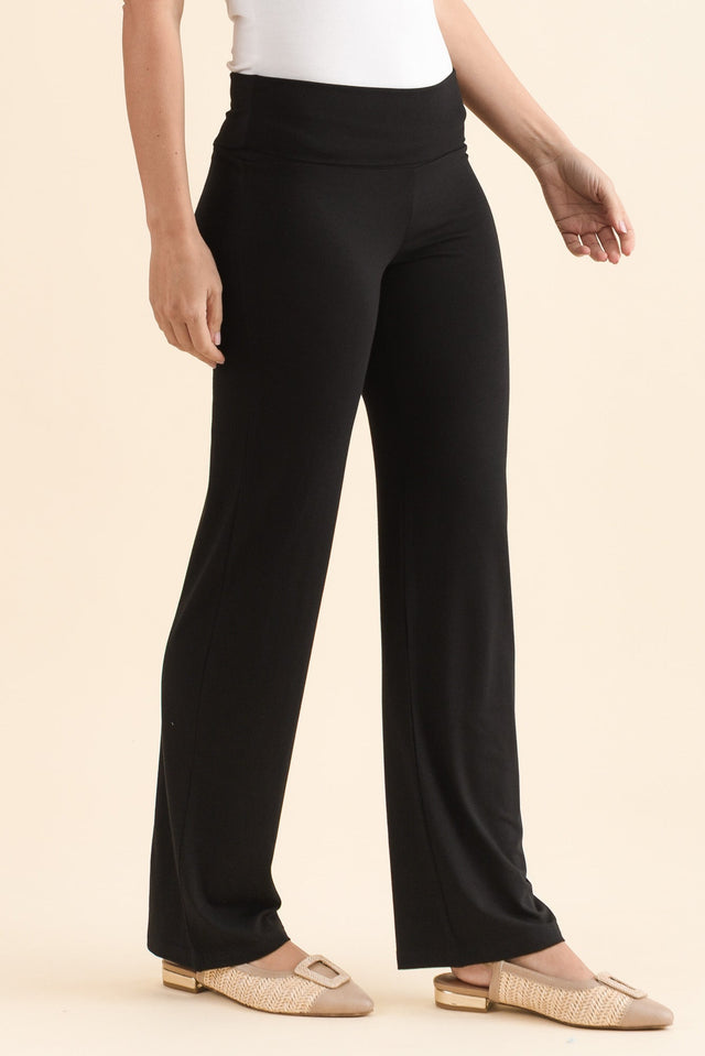 Pamela Black Bamboo Pants,Side,Brunette model,alt text|model:MJ image 5