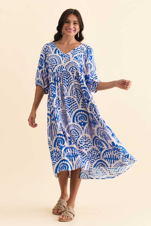 Pansy Blue Abstract Pocket Dress