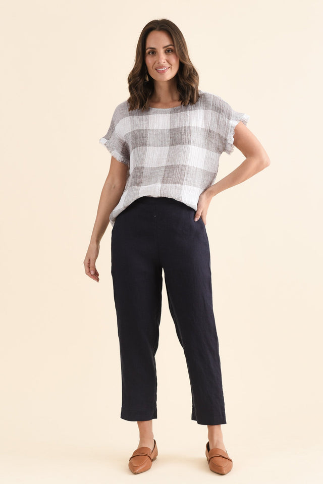 Paolo Navy Linen 7/8 Pants