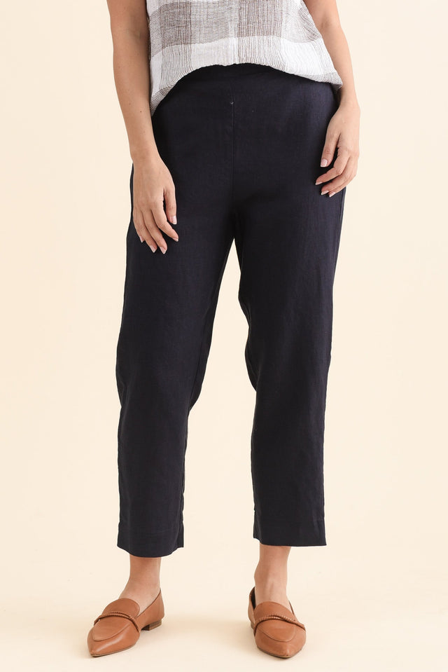 Paolo Navy Linen 7/8 Pants