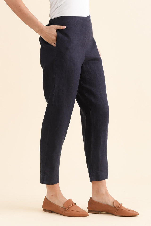 Paolo Navy Linen 7/8 Pants image 3
