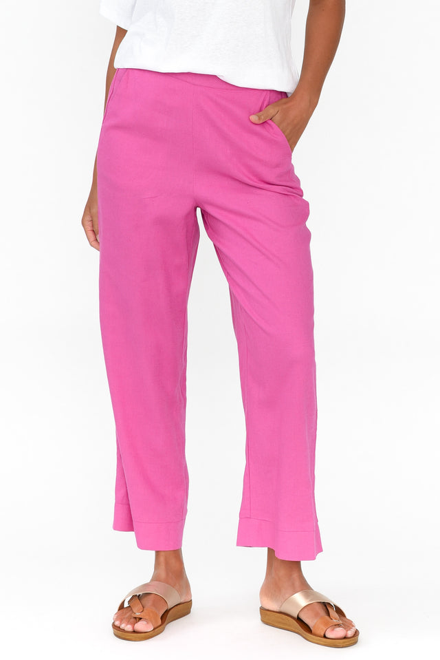 Parker Hot Pink Linen Blend Pants - Blue Bungalow NZ