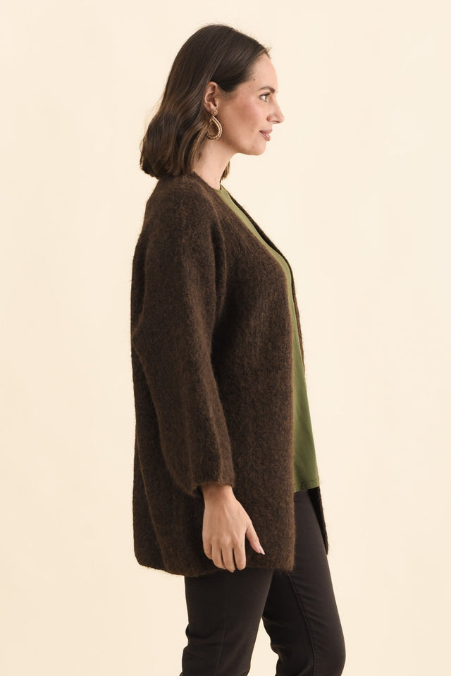 Pearson Chocolate Knit Cardigan,Brunette model,alt text|model:MJ image 4