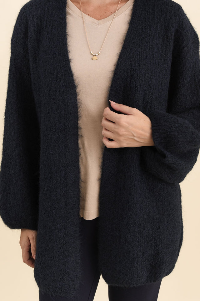 Pearson Navy Knit Cardigan,Brunette model,alt text|model:MJ image 6