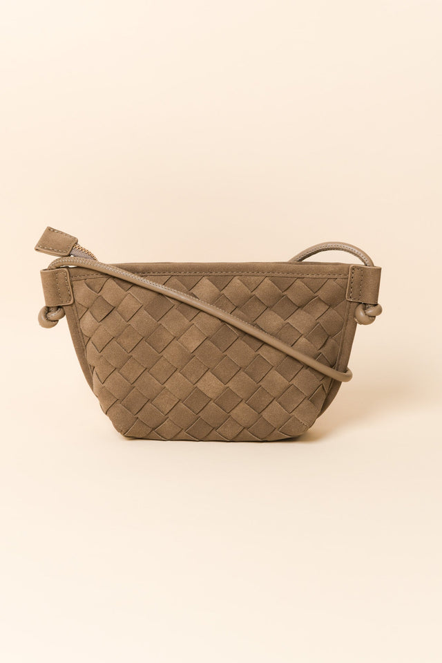 Perez Taupe Suede Crossbody Bag