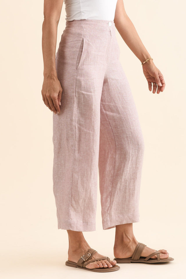 Persia Blush Linen Pocket Pants,Side,Brunette model,alt text|model:Cara image 3