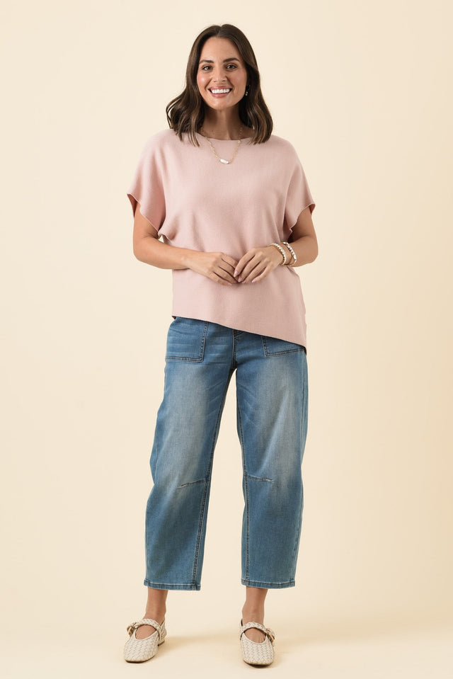 Petra Blush Cotton Blend Knit Top,Brunette model,alt text|model:MJ image 4