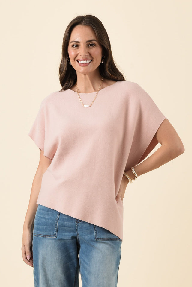 Petra Blush Cotton Blend Knit Top,Brunette model,selected-design-mj image 2