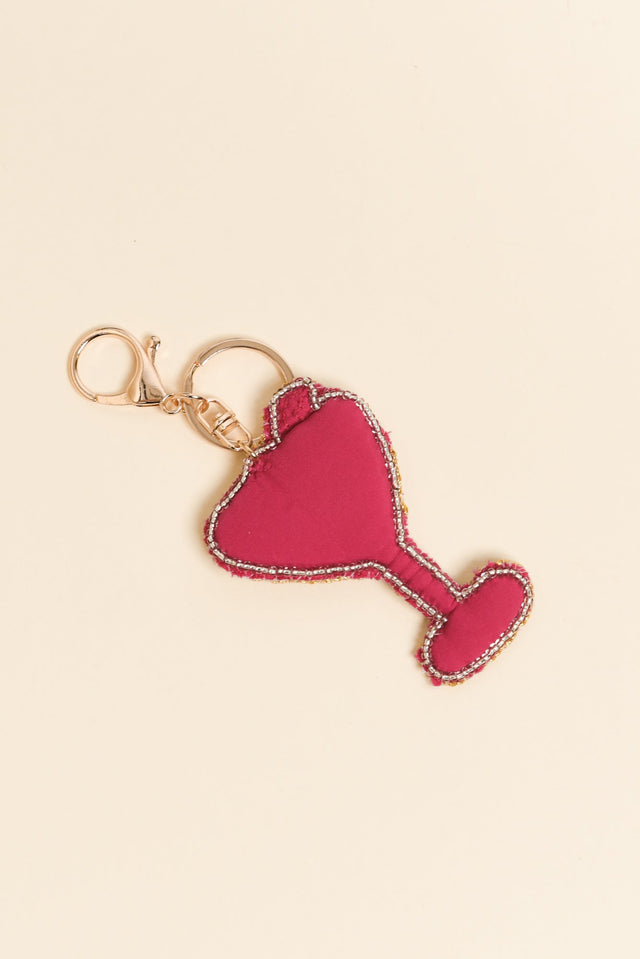 Pink Cocktail Beaded Keychain