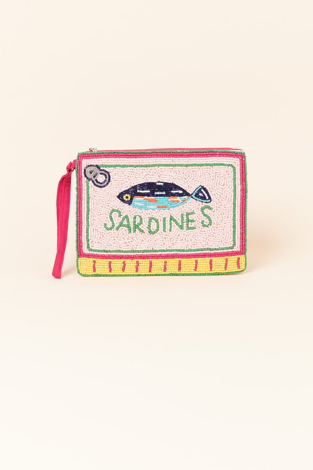 Pink Sardines Beaded Clutch