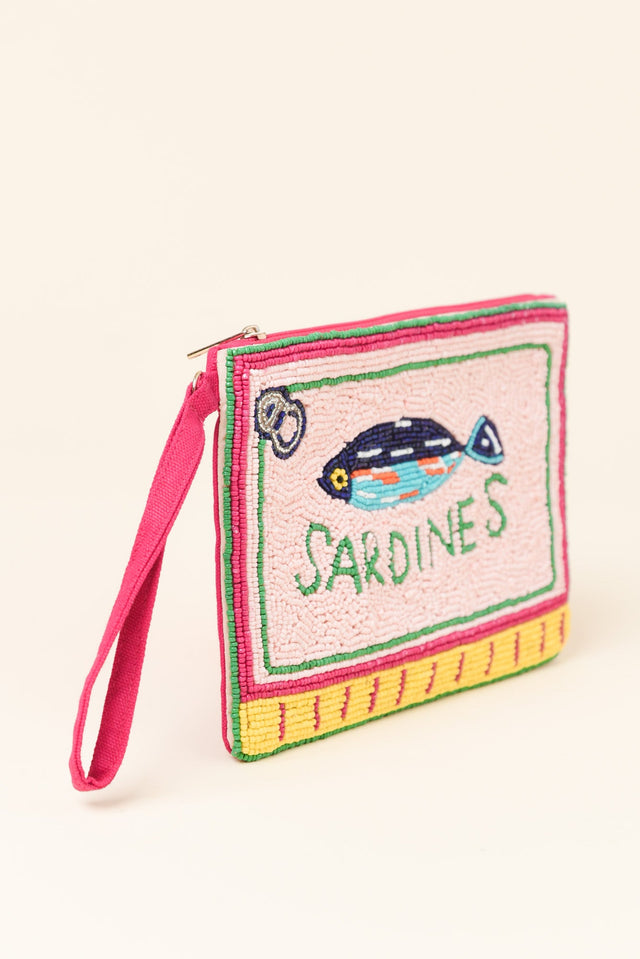 Pink Sardines Beaded Clutch