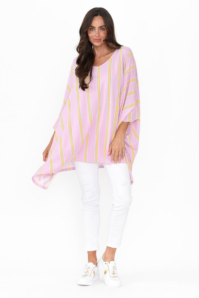 Pink Stripe Oversized Bamboo Drape Top