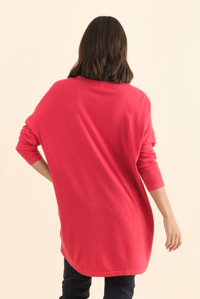 Piper Berry V Neck Knit Jumper,Brunette model,alt text|model:MJ image 6