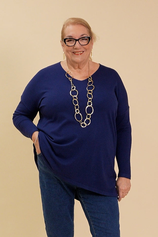 Piper Navy V Neck Knit Jumper,loved-in-real-life image 12