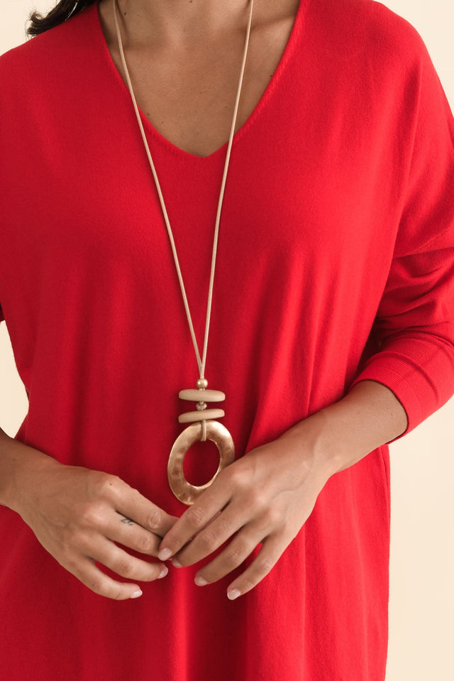 Piper Red V Neck Knit Jumper,Brunette model,alt text|model:Brontie image 7