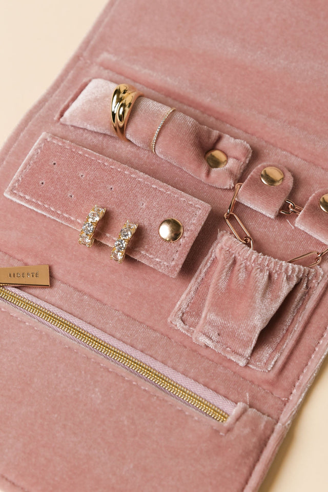 Pisa Pink Velvet Jewellery Wallet image 4