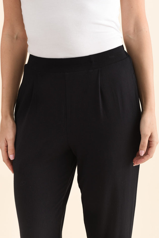 Polaris Black Bamboo Pants,Detail,Brunette model,alt text|model:MJ image 5