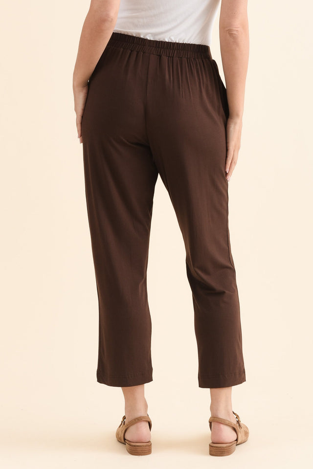 Polaris Chocolate Bamboo Cropped Pants,Back,Brunette model,alt text|model:MJ image 4