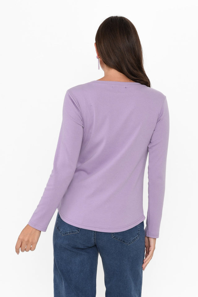 Porter Purple Cotton Long Sleeve Top
