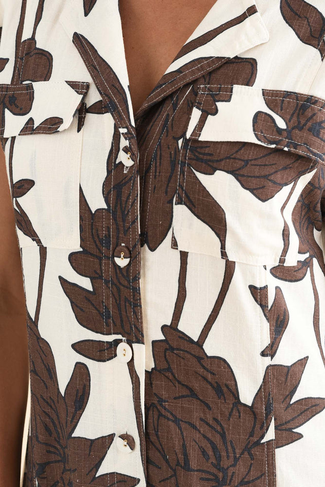 Portman Chocolate Floral Tie Dress,Detail,Brunette model,alt text|model:Brontie image 5