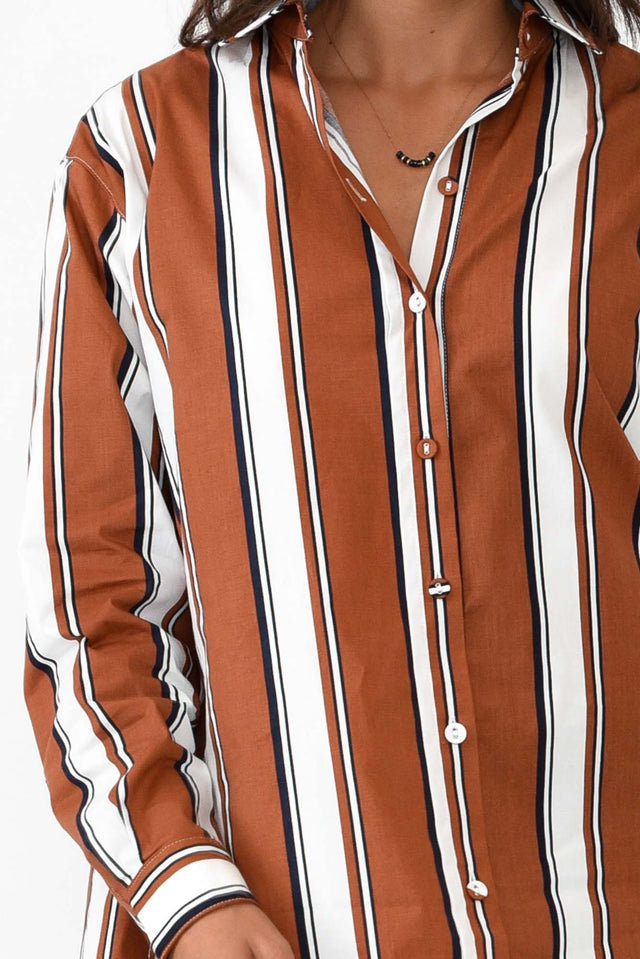 Pilar Tan Stripe Cotton Shirt image 3