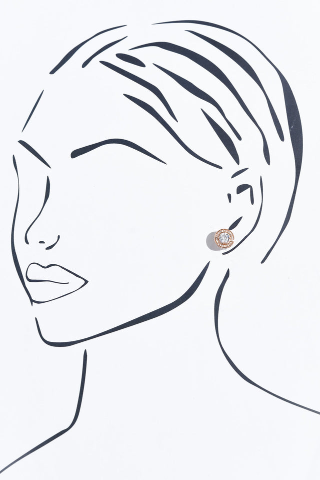 Posie Rose Gold Diamante Stud Earrings image 2