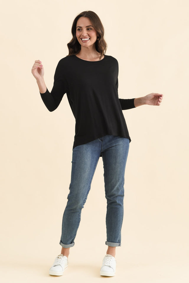 Prado Black Batwing Top,Full Body,Brunette model,alt text|model:MJ image 7