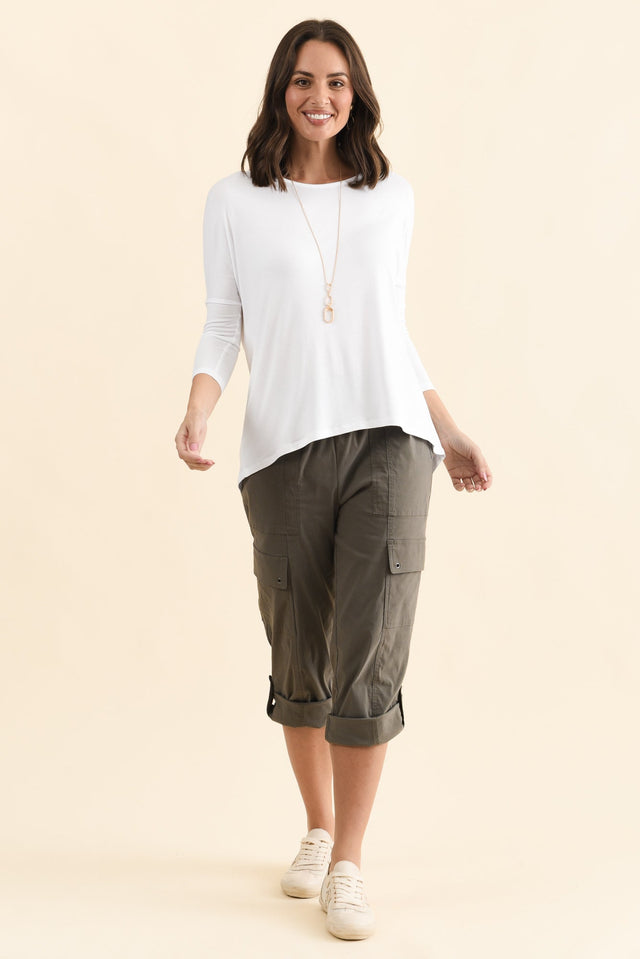 Prado White Batwing Top,Full Body,Brunette model,alt text|model:MJ image 7