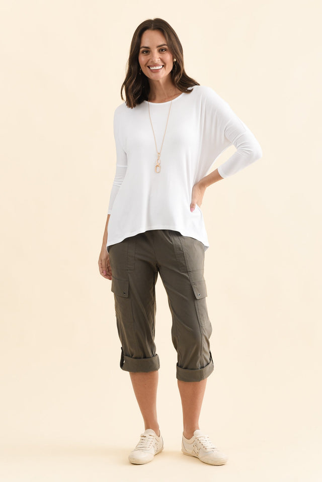 Prado White Batwing Top,Full Body,Brunette model,alt text|model:MJ image 3